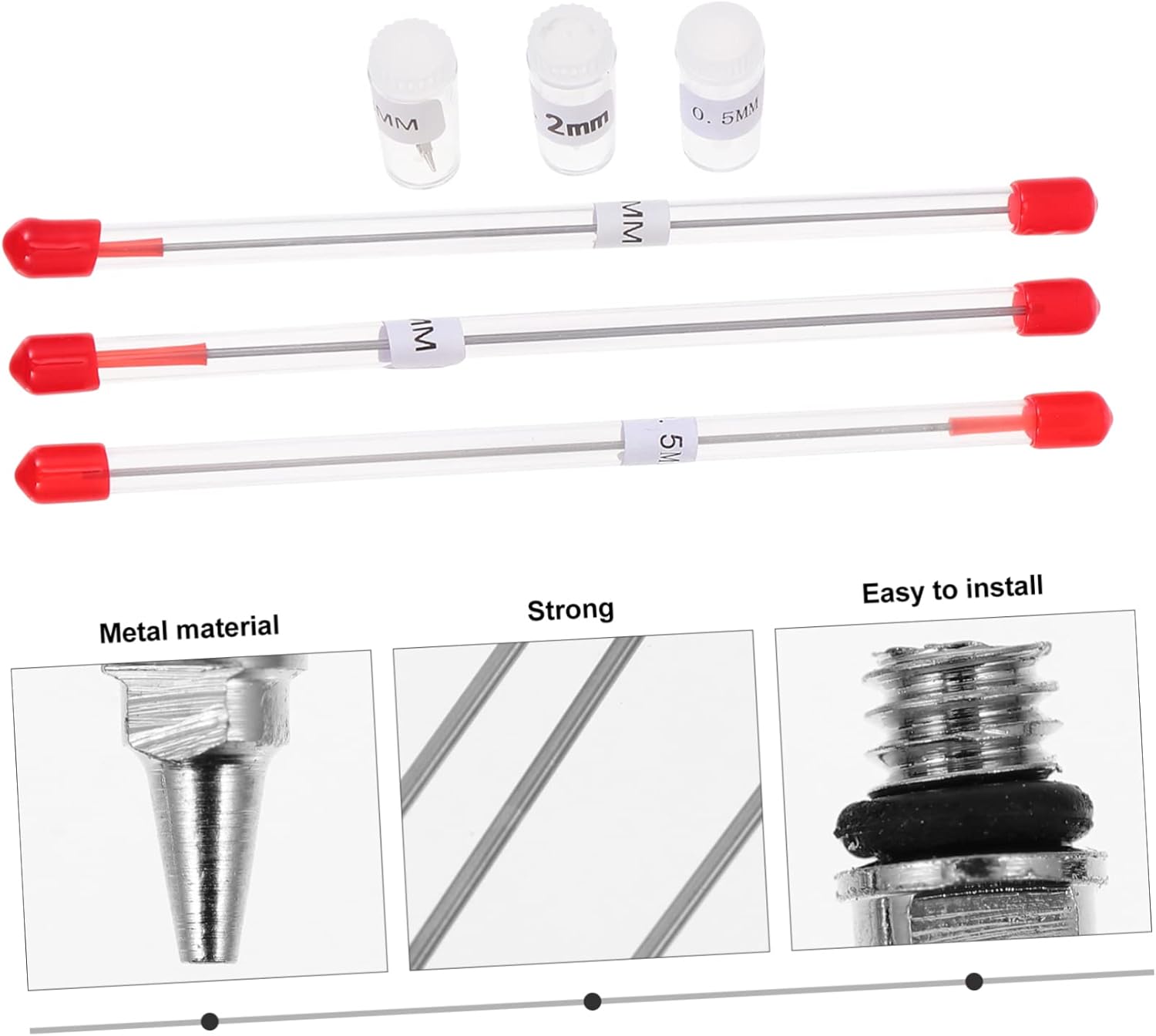 VILLCASE 18pcs Airbrush Needle Nozzle and Cap Replacement Compatible Various Airbrushes Includes and Nozzles Material for Artists and Hobbyists
