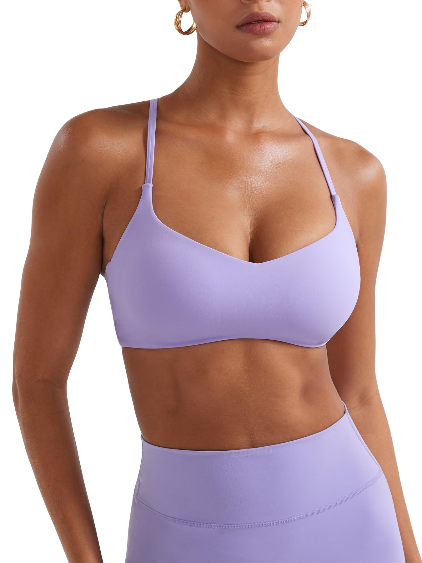 YEOREO Y Back Sports Bras for Women Padded Racerback Bra Paisely Light Impact Adjustable Straps Gym Workout Tops