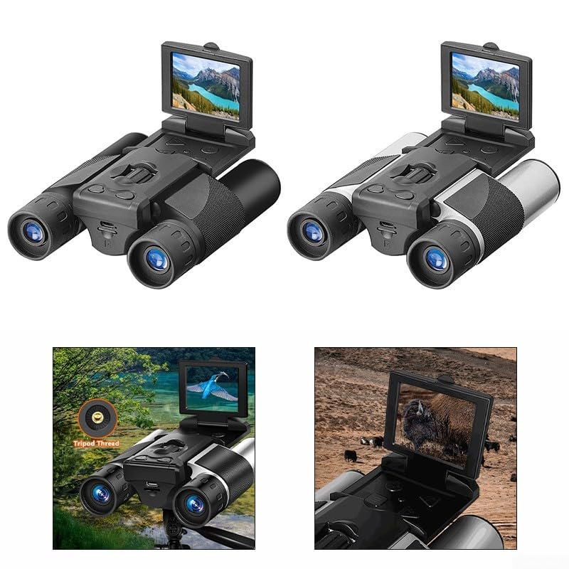 Binocolo digitale 12x32 con fotocamera integrata e schermo LCD da 5,1 cm per bird watching, sport, concerti, viaggi e caccia, registrazione video 1080p (nero)