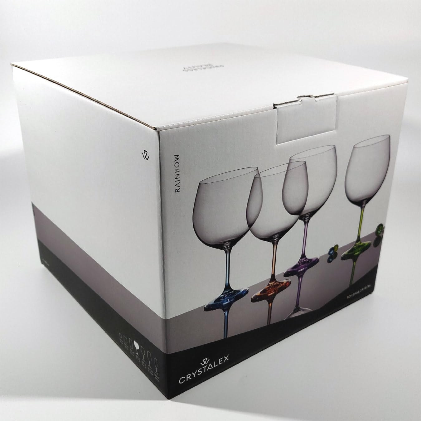 Set 4 große Gläser (4x820ml) mit farbigen Stielen aus der Serie „Rainbow" für Gin-Tonic, Cocktails oder Rotwein, Kristallglas