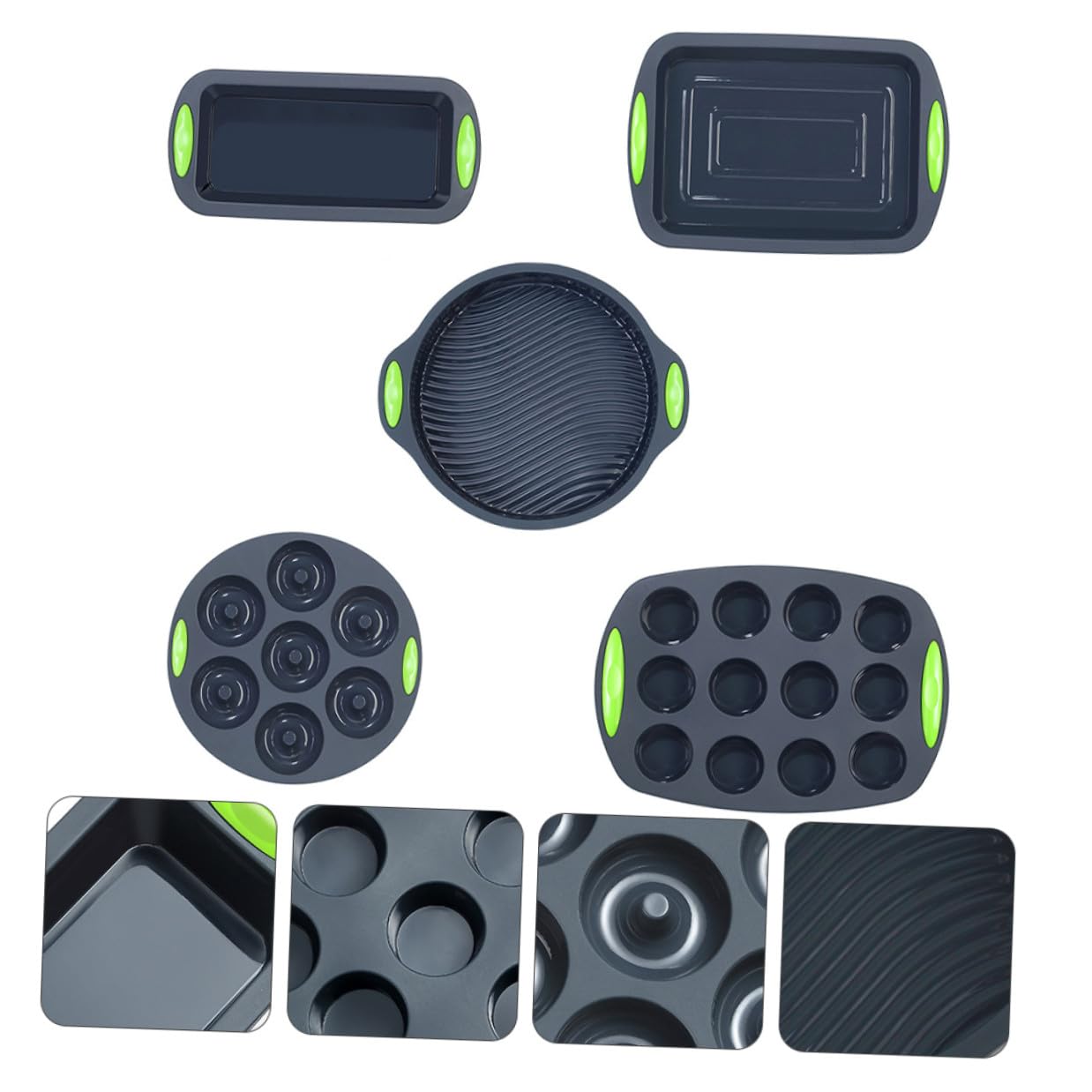 Juego de 5 Moldes de Silicona para Repostería y Horneado | Flexible, Fácil de Limpiar y Resistente al Calor, Reutilizable para Cocina y Horneado, Paquete de 5 Piezas