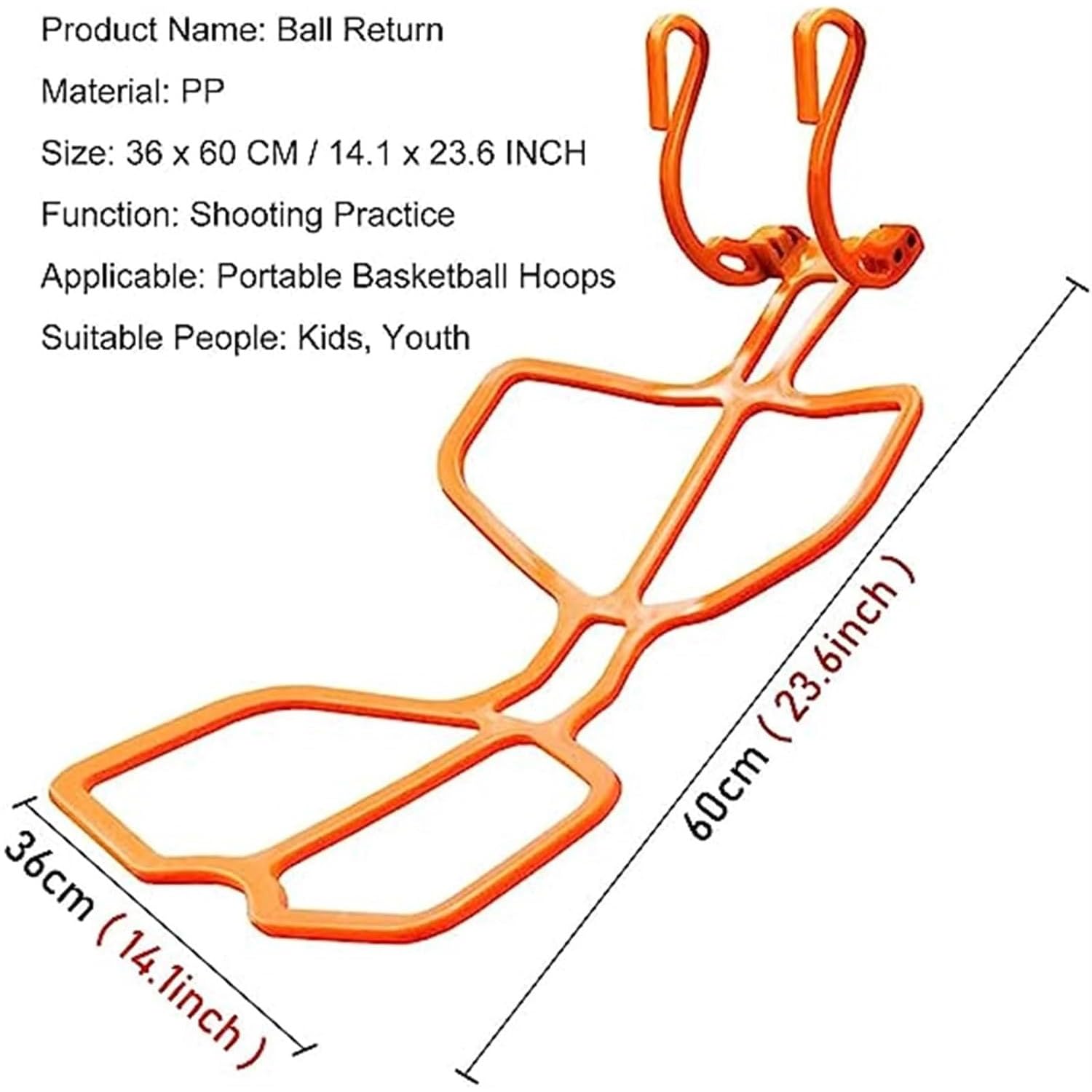 Basketballkorb-Rücklauf-Aufsatz, Basketball-Rebounder-Aufsatz, Hochleistungs-Basketball-Rebounder-Basketball-Zubehör, Basketball-Rücklaufsystem for das Training des Basketball-Schuss-Returners