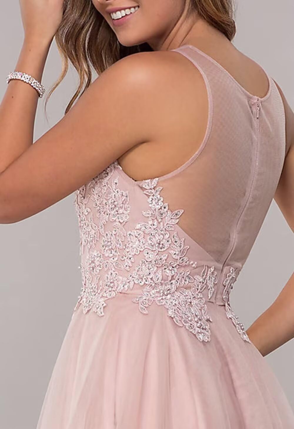 ZEEYECIE Short Tulle Prom Dress for Teens Homecoming Dresses Lace Applique Beading Party Cocktail Gowns - Image 4
