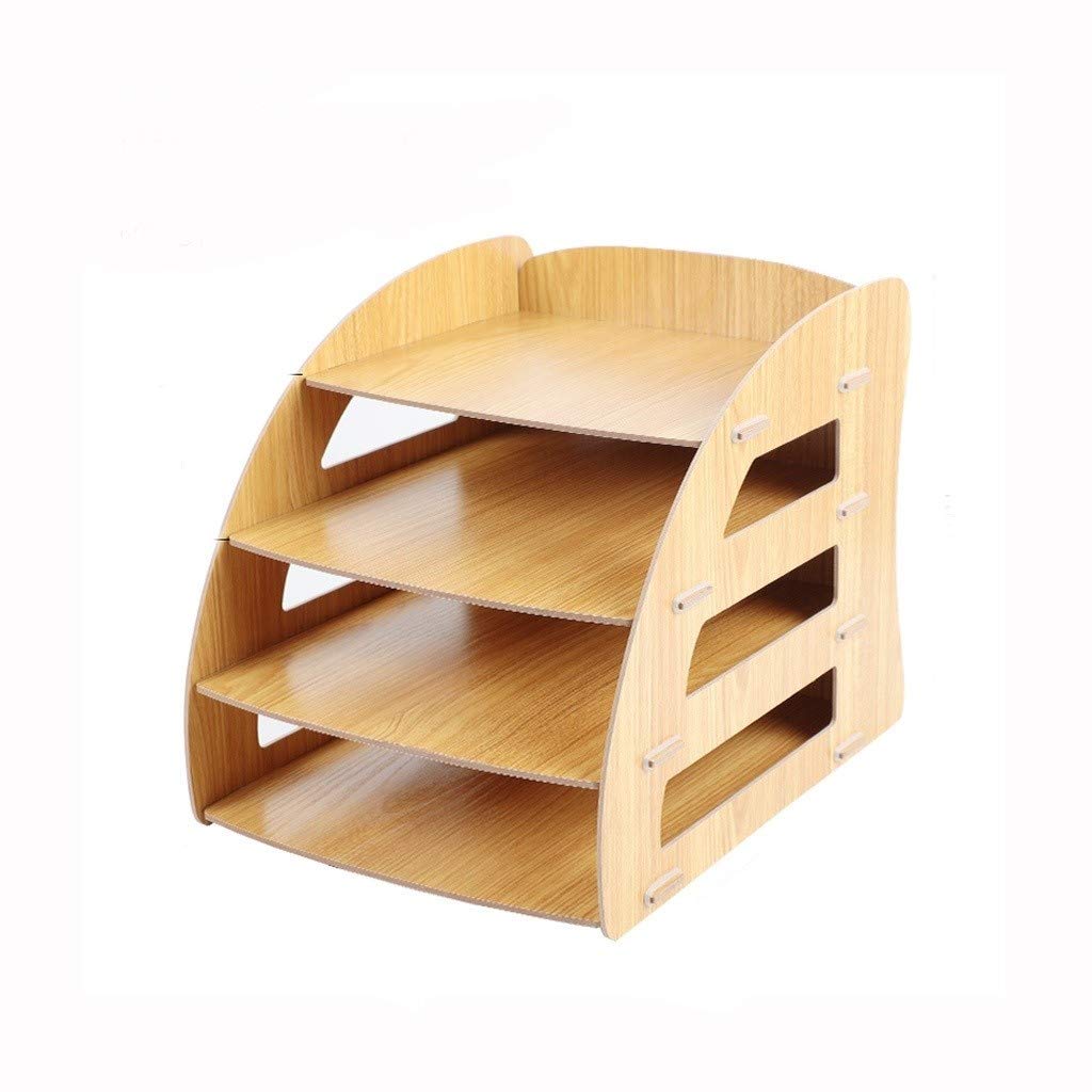 Buy Desktop File Sorter Holder, Wooden Folder Storage Box, Fourlayer