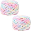 Chunky Yarn 200g,2 Pack Chunky Wool for Knitting 100g Balls,Soft Fluffy Velvet Thick Knitting Wool Yarn,Rainbow Plush Yarns for Crochet Blankets Sweaters Shoes Hats Scarves Rainbow
