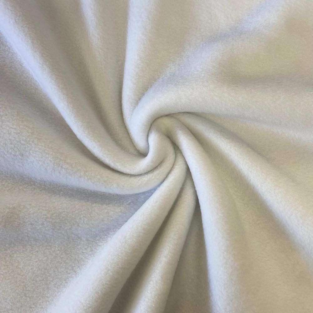 Kayes Textiles White Antipil Plain Fleece 60" Wide 150Cm - (Per Metre) (White)