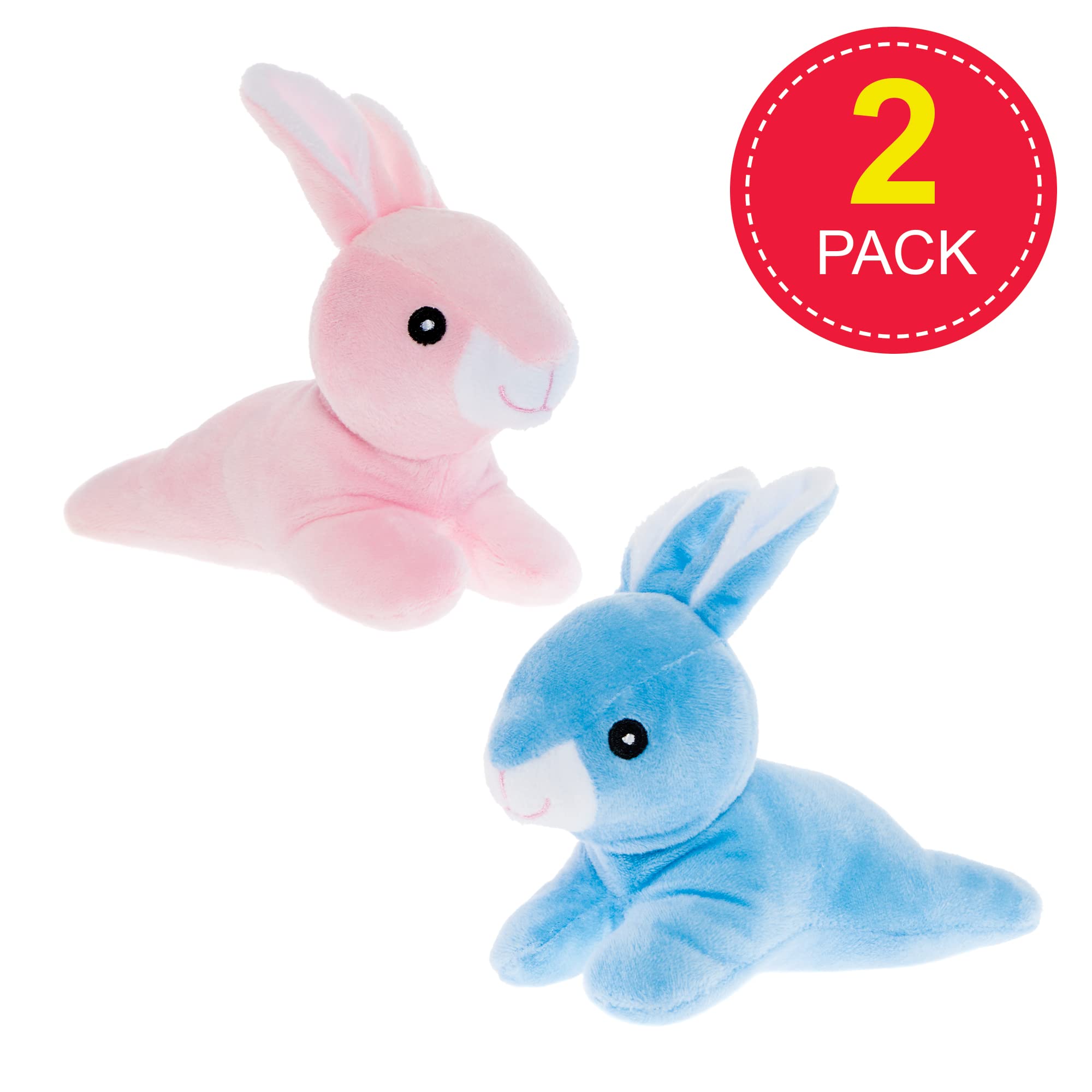 Baker Ross FX464 Bunny Plush - Pack of 2, Soft Toy Easter Party Bag Fillers, Pink, Blue, 12.5 centimeters - Image 2