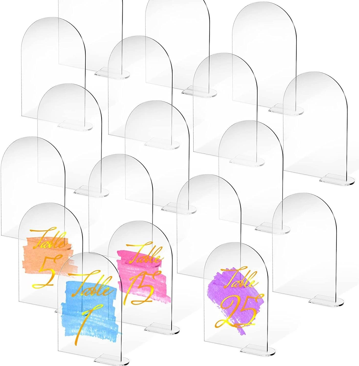 Clear Arch Acrylic Sign Acrylic Place Cards with Stand 10 Pack DIY Arch Table Numbers Card Blank Wedding Invitation Seating Cards for Wedding Table Photos Office Menu Meeting Events Parties