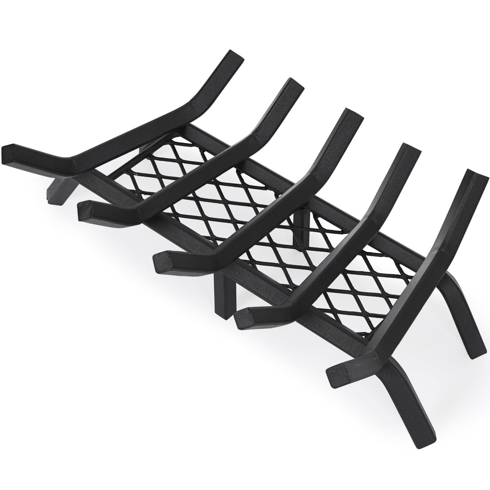 G GOOD GAIN Fireplace Grate with Ember Retainer, 20" Heavy Duty Cast Iron Indoor, Chimney Hearth Wood Stove Burning Rack Holder,1/2 Bar Fire Place Asseccories for Outdoor, Fire Pits, Camping.