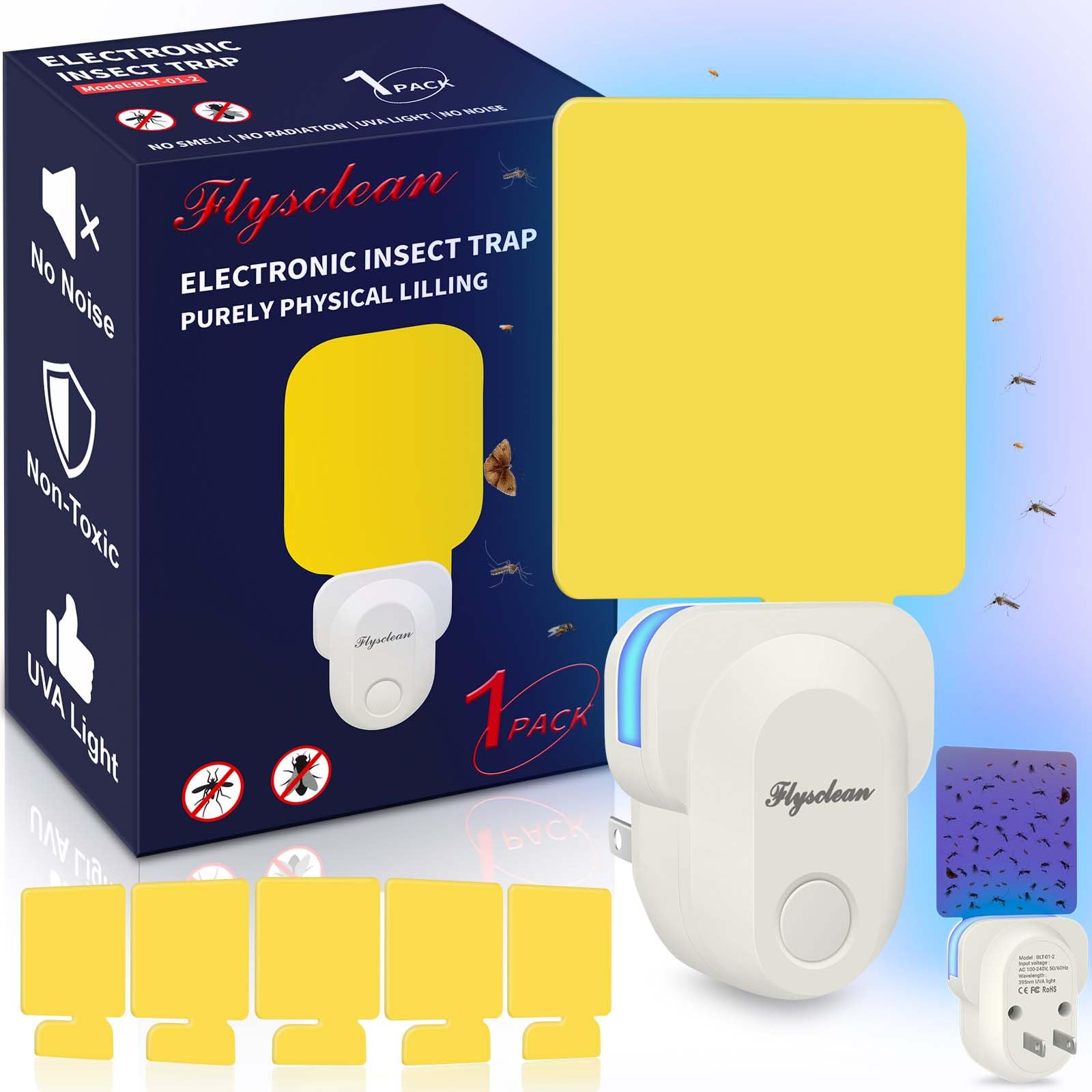 Trampa para insectos voladores enchufable para interiores con luz UV 1 ud