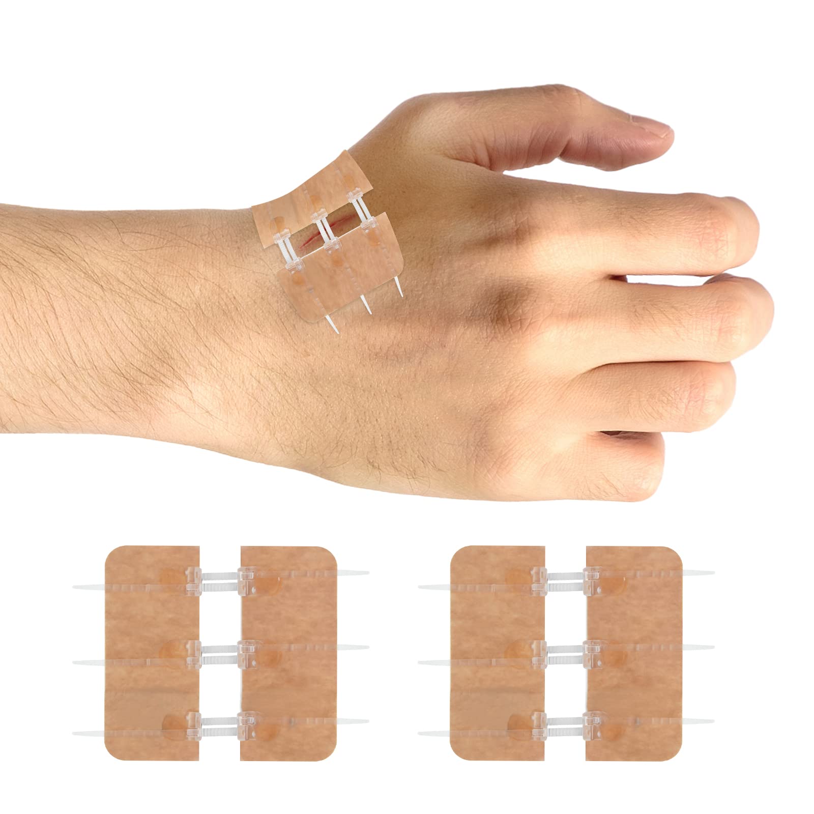 MaiWieel Zip Stitch Laceration Repair Without Stitches Butterfly Bandaids Quick Clot - Emergency Wound Closures Device 2 Pieces（PU）