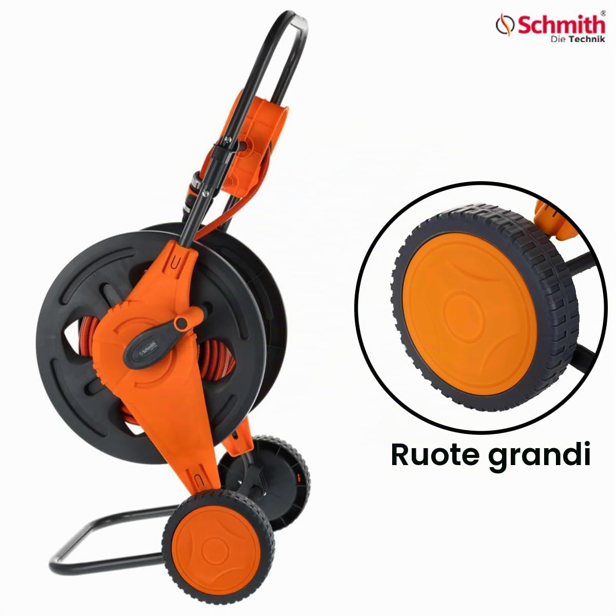 Avvolgitubo - Carrello da Giardino con Tubo da 25m, Spruzzatore e Raccordi per Giardino e Prato, con Guida per Tubo, Kit Completo per L'irrigazione