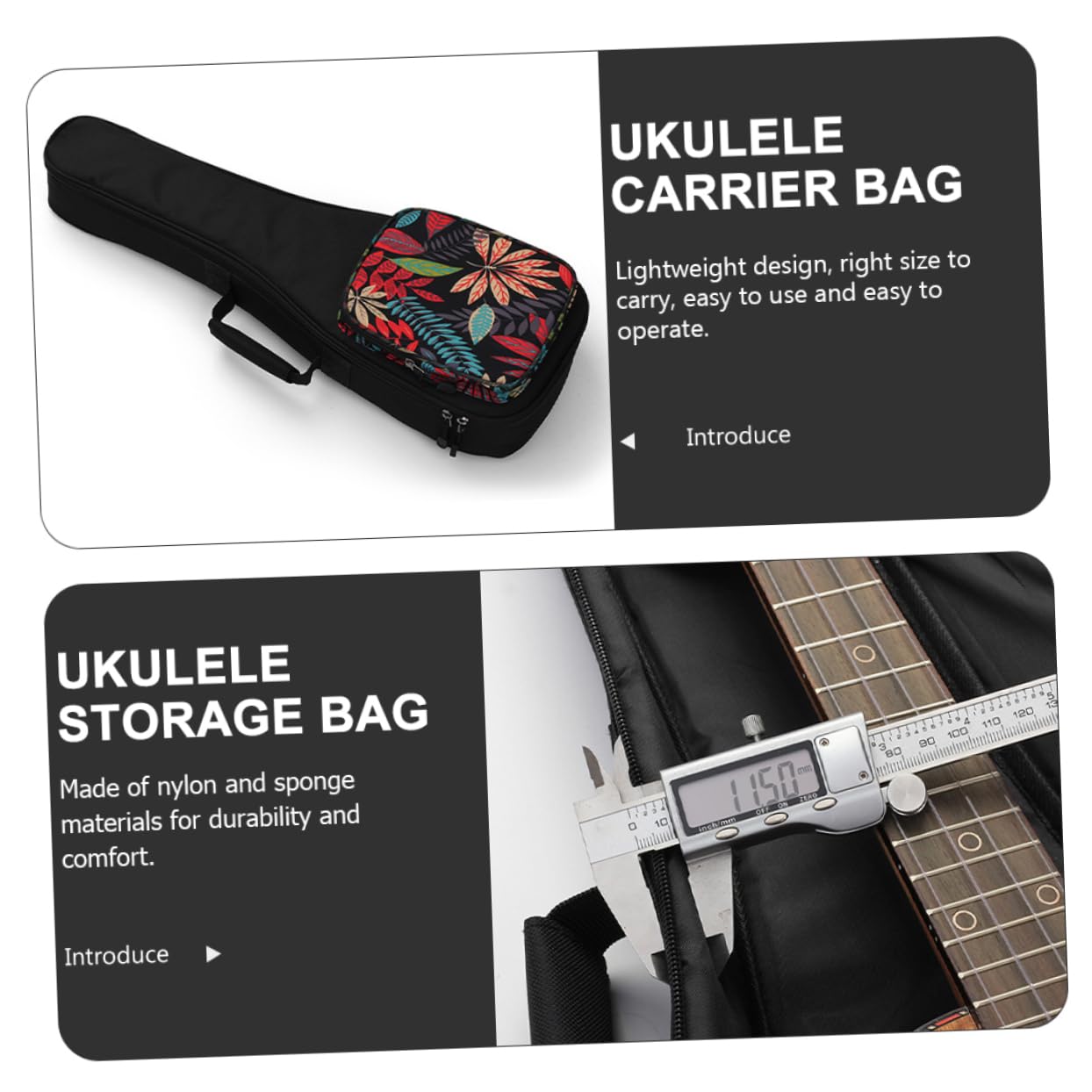 Vaguelly Bolsa de Transporte para Ukelele de Nylon Acolchado Grueso, Doble Correa de Hombro y Bolsillo Frontal Grande para Proteger y Almacenar Accesorios Varios estilos