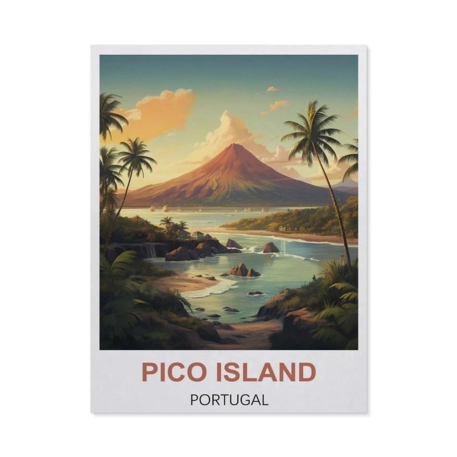 BEAYODKP Pico Island Portugal Vintage Travel Poster，Diamond Painting Kits for Adults - 5D Diamond Painting Kit Full Drill, Diamond Art Kits for Home Wall Decor（30 x 40 cm/11.81 x 15.74 inches）-CA60