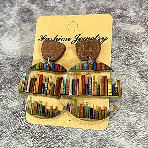 Book Earrings, 4 Set Book Earrings for Book Lovers, Book Nook Earrings, Book Earrings-to Book Lovers, Bookshelf Acrylic Dangle Earrings