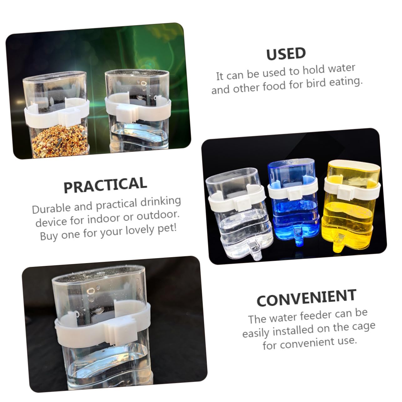 VICASKY 12 pièces Distributeur Automatique pour Oiseaux avec Abreuvoir et Mangeoire Transparent pour Cage à Perroquets et Perruches et Facile à Nettoyer