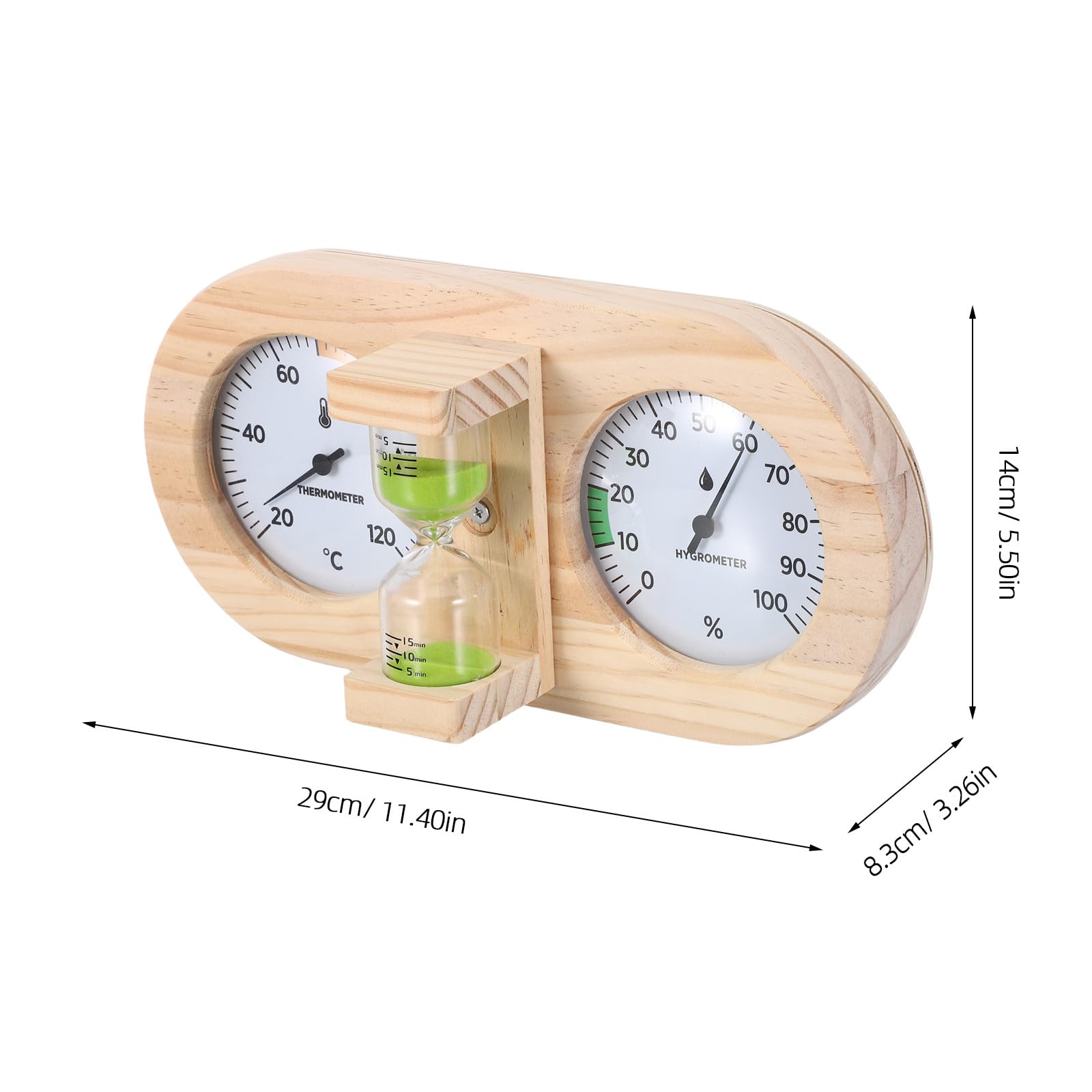 UPKOCH Termometr do sauny, higrometr - analogowy wskaźnik temperatury w stopniach Celsjusza z 15-minutową klepsydrą piaskową do domu, hotelu, pokoju spa, akcesoriów łazienkowych, zielony