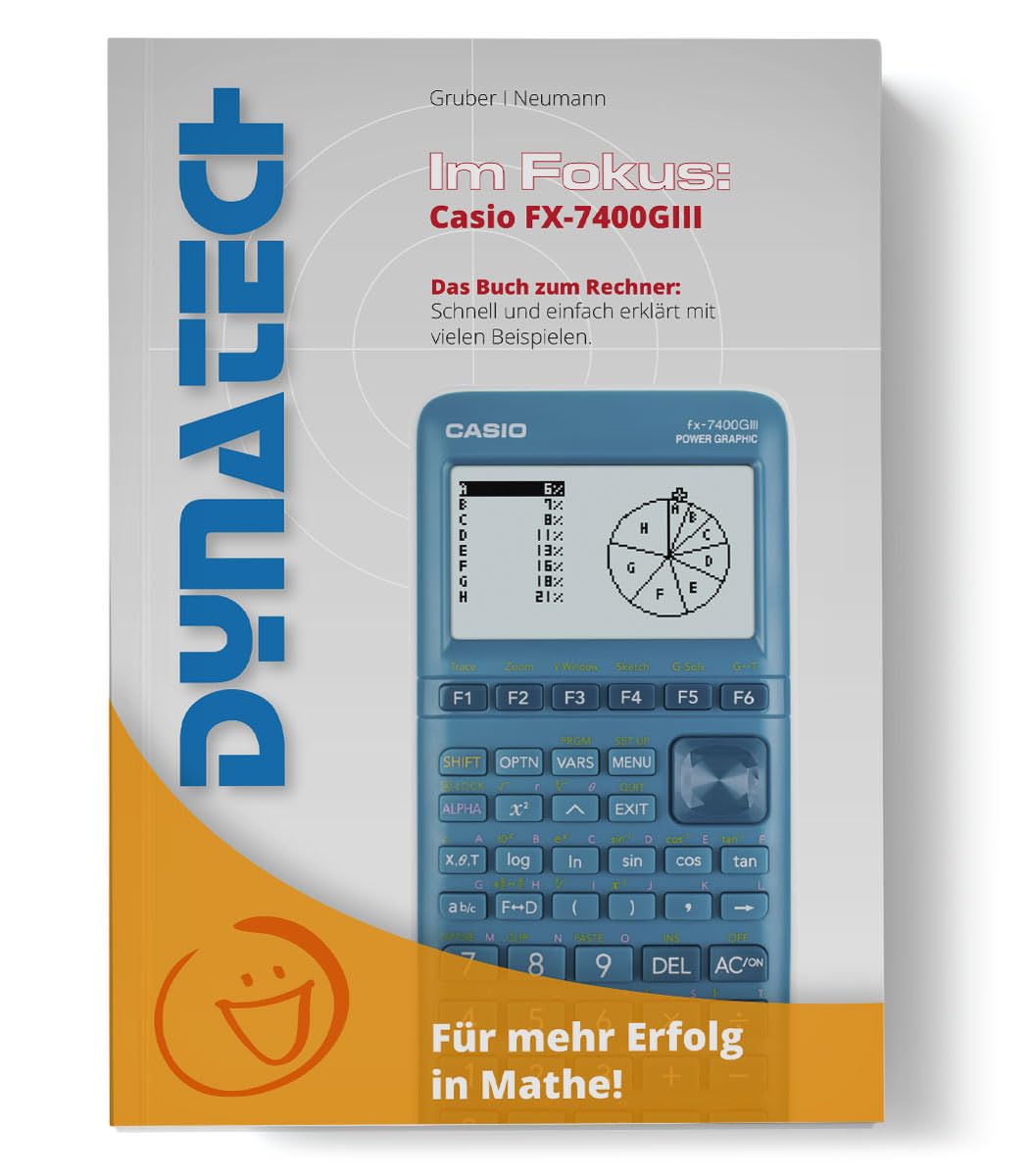 Casio FX-7400 GIII Grafikechner mit CalcCase Schutztasche, Folie, Fachbuch, Zirkel Set - Deluxe Set (Türkis)