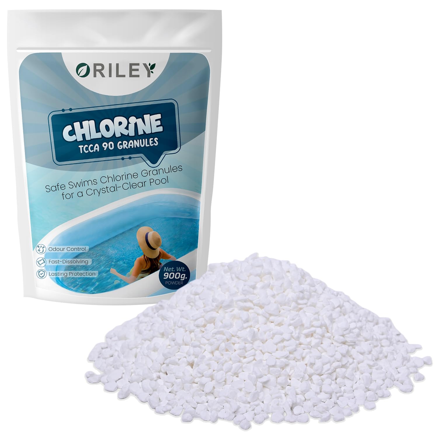 Oriley 900gm Chlorine Powder TCCA 90 Granules Swimming Pool Purifier Cleaner & Clear Disinfectant Purification Kills Bacteria Algae Cleaning for Bathrooms Water Pools Tanks & Ponds (Pack of 1)-picture-21
