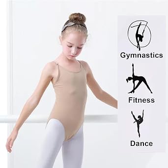 Nude Leotards for Girls & Women, Nude Ballet Leotards with Adjustable Strap & Clear Strap, Girls & Adult Camisole Leotard Bodysuit, Seamless Undergarment Dancewear for Gymnastics and Dance