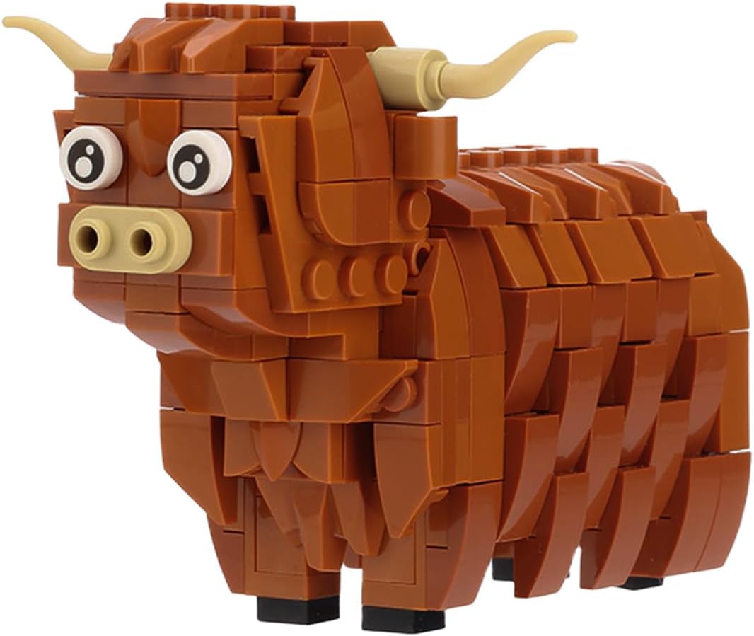 Awsaccy Highland Cow Building Blocks Set, 330 PCS Cute Scottish Cattle Building Toy Bricks Kit Figurine Christmas Birthday Gift for Adults & Kids Boys & Girls (Age 6+), DIY Home Office Decor