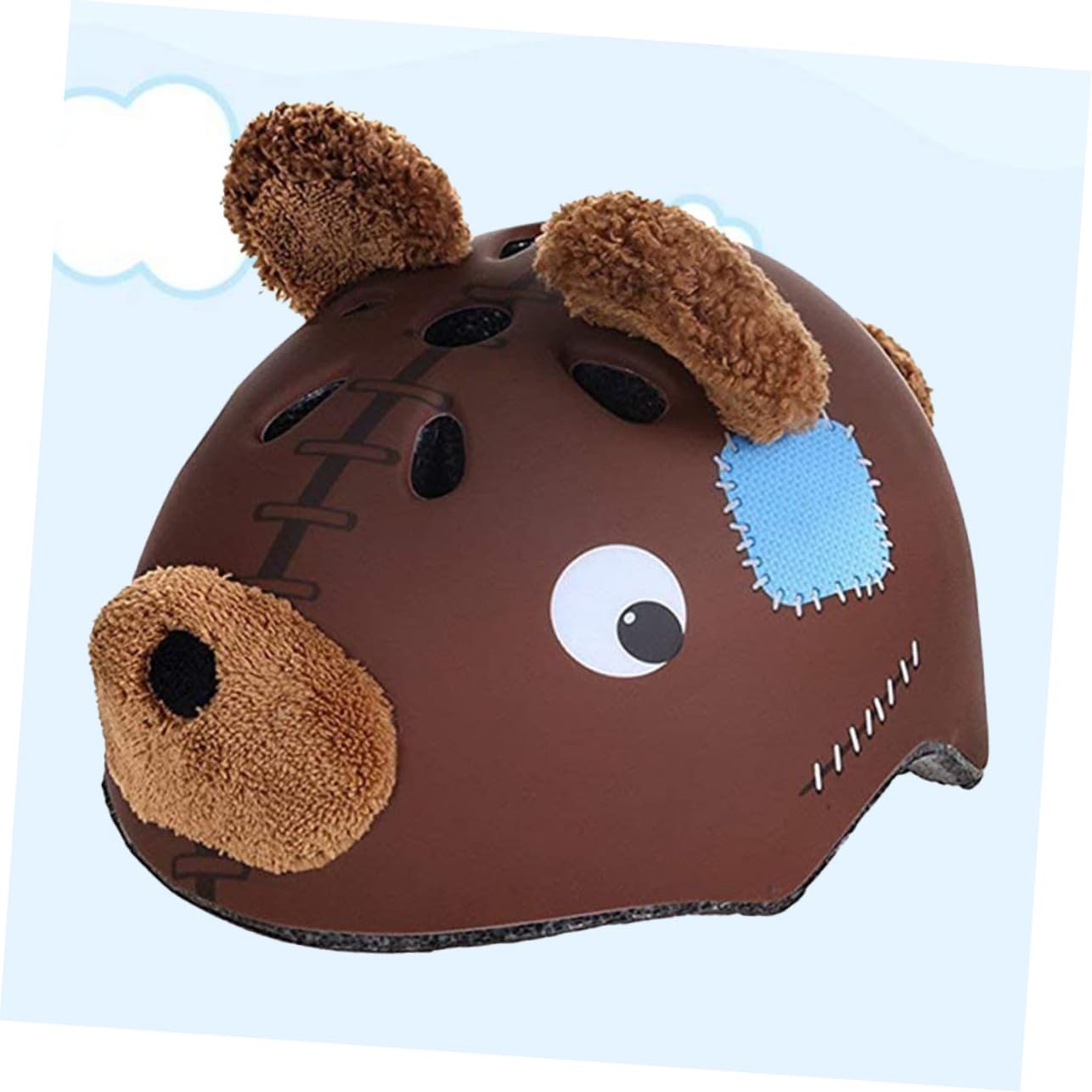 Casco Protettivo per Ragazzi, Design Orso, Materiale Espanso, Marrone
