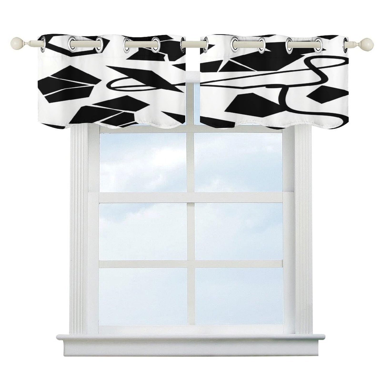 Fekiloot Style Geometry Short Curtains Valance Curtain