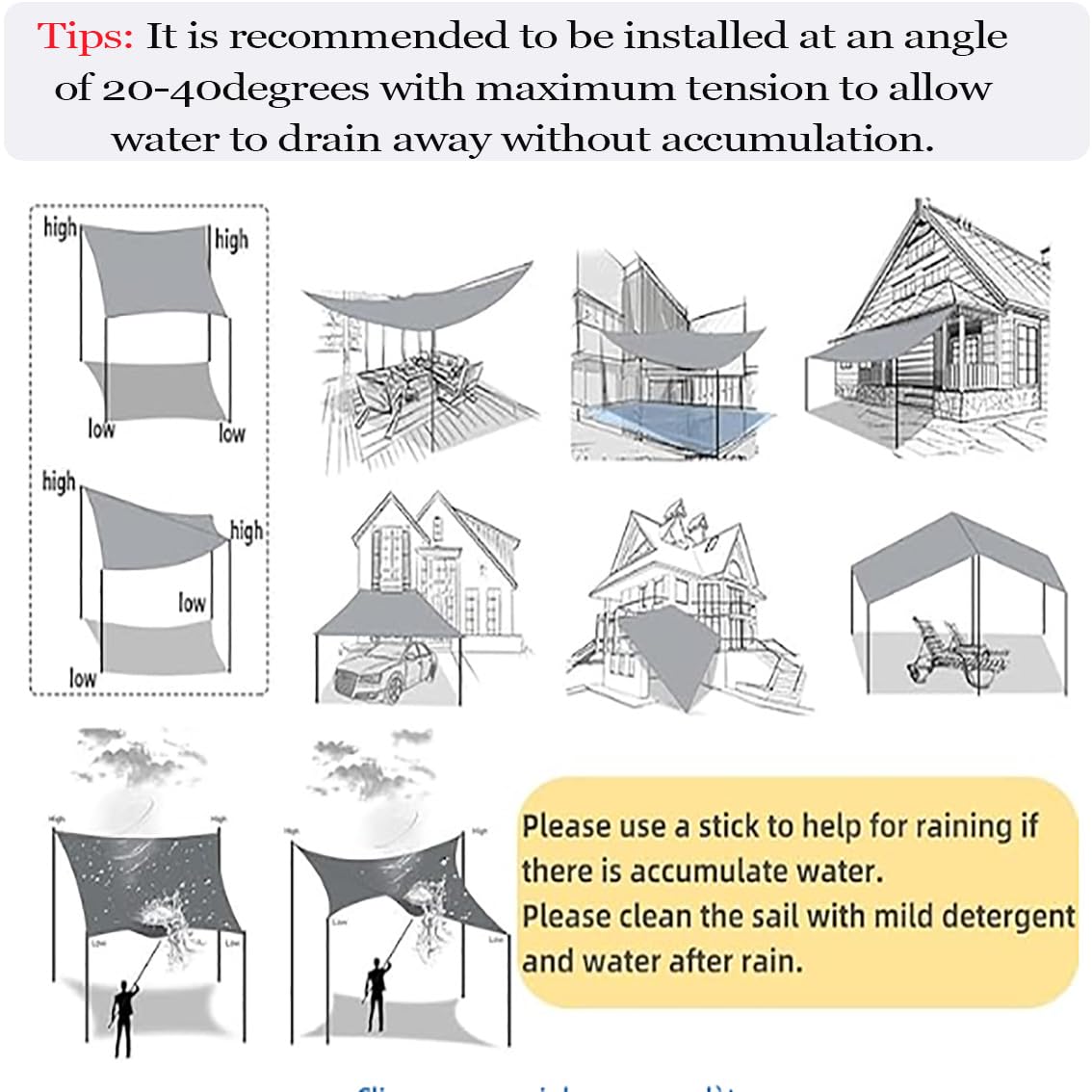 Telo Ombreggiante 2x6m Rettangolo, Tenda da Sole Esterno Rettangolare, Protezione UV Al 95% Vela Parasole Resistente e Idrorepellente, Copertura per Gazebo, Pergola, Veranda e Campe, Antracite