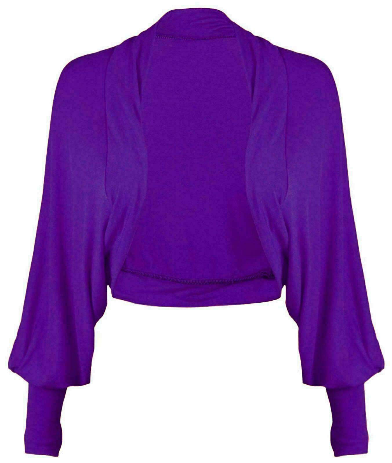 Party HuB Ladies Batwing Shrug Cropped Cardigan Long Sleeve Plain Jersey Bolero Top Cardigan
