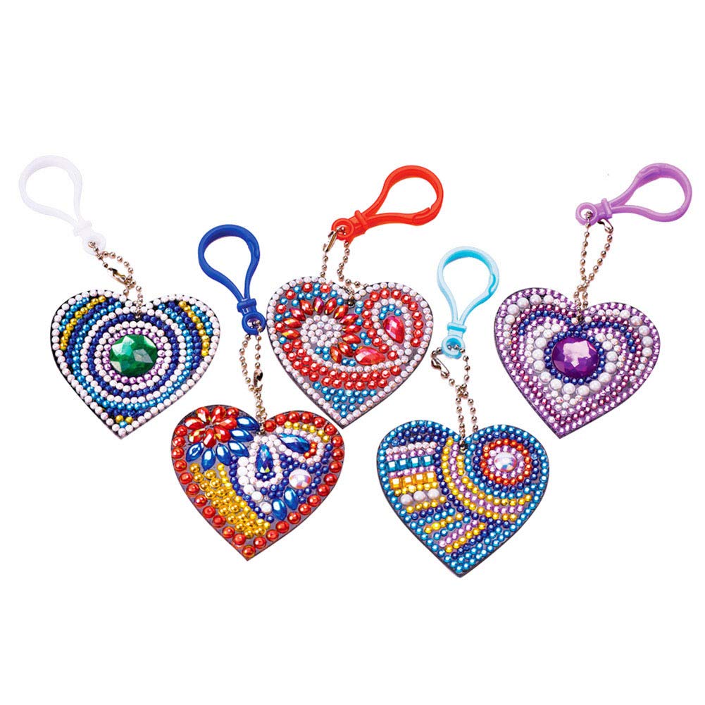 dSNAPoutof 5D Diamond Paintings for Wall Decor DIY, 5Pcs DIY Diamond Painting Keychain Pendant Rhinestone Heart Fruit Bag Decor Gift - 1#