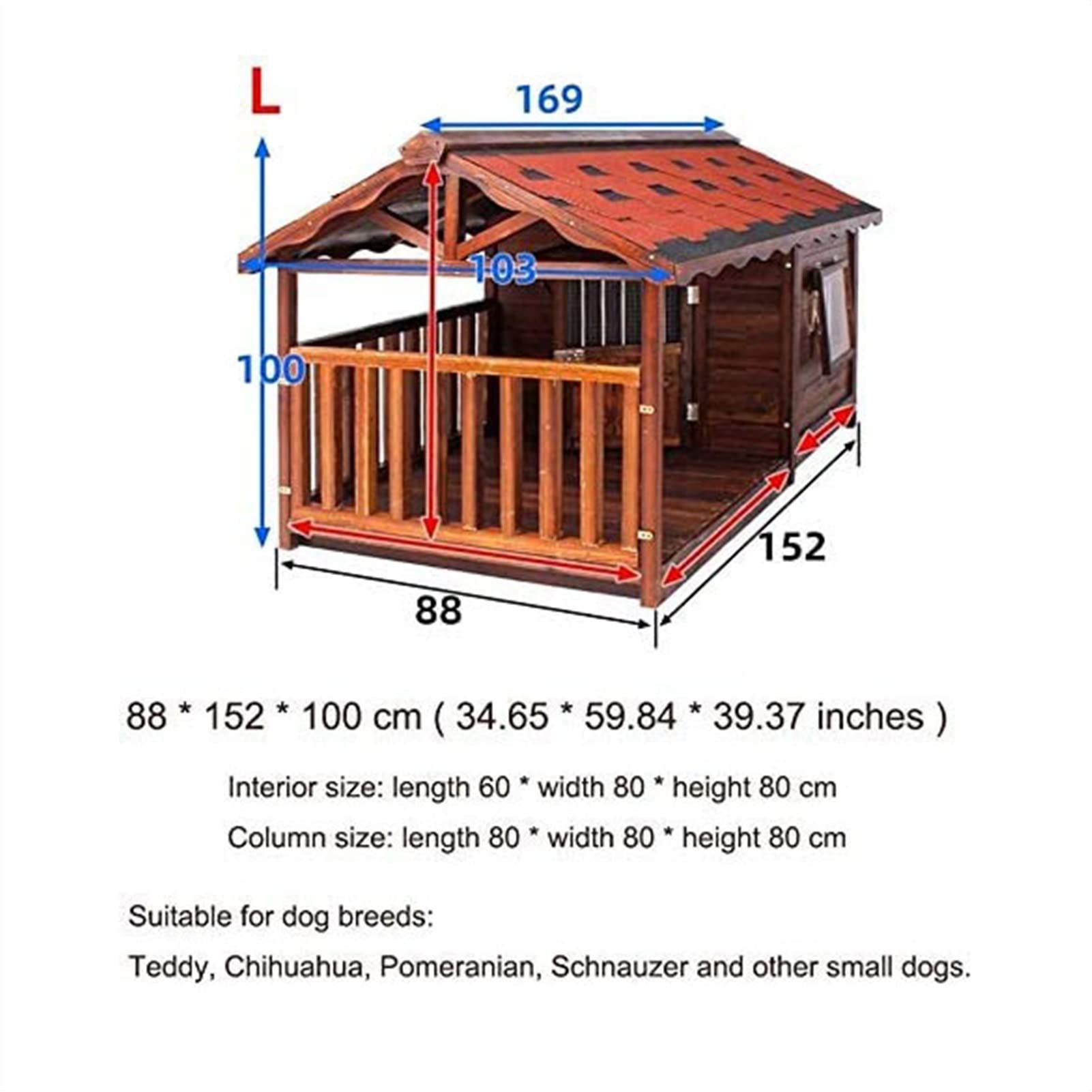 Outdoor Solid Wood Dog House Outdoor Odporny na deszcz Duży domek dla psa Drewniany dom Utrzymuj ciepło w zimie