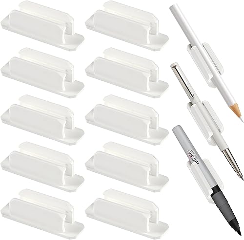 Miniatura 10 de Paquete de 10 soportes adhesivos para bolígrafos para escritorio, soporte de silicona para aula, accesorios para profesores y estudiantes,