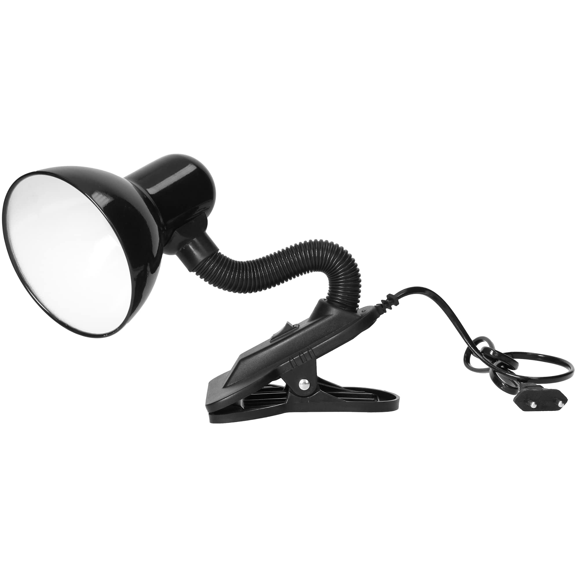 Virone LATSA 10W Lampe de Lecture Lit E27 Avec Clip et Interrupteur Acier + Plastique Flexible Longueur du câble ~ 90 cm (le noir)