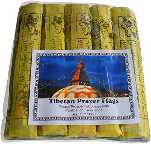 Lot de drapeaux de prière bouddhiste tibétain népalais en coton issu du commerce équitable avec 25 lots de 5 - 22 x 16 cm