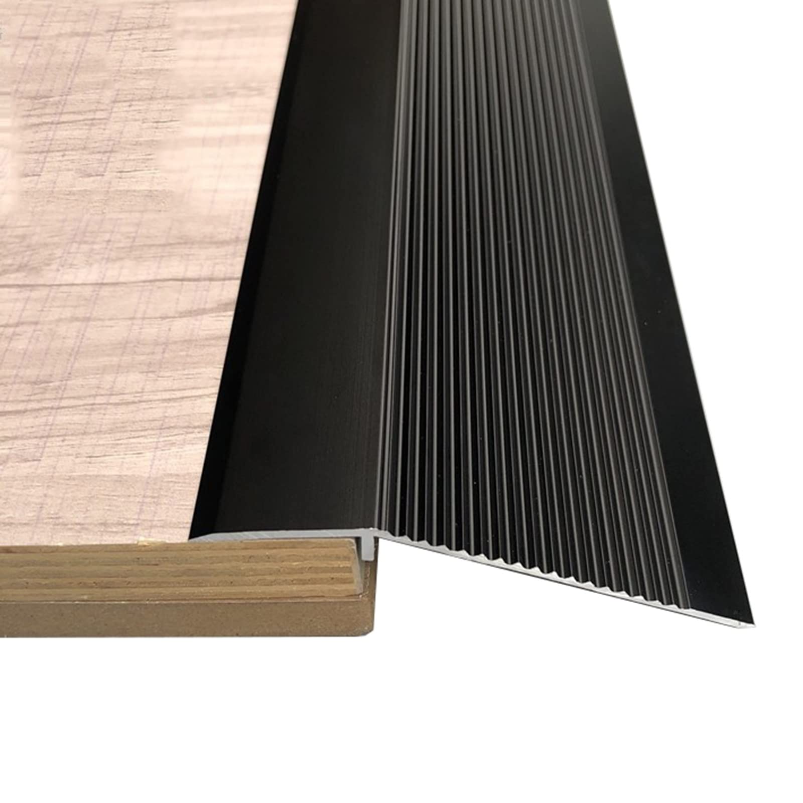 Threshold Transition Strip for Wood to Tile/Laminate to Tiles,Metal Non-Slip Floor Transition Strip for Uneven Flooring, 35/37/39/41/43/45/47/49inch Long(Black,120cm/47.2in)
