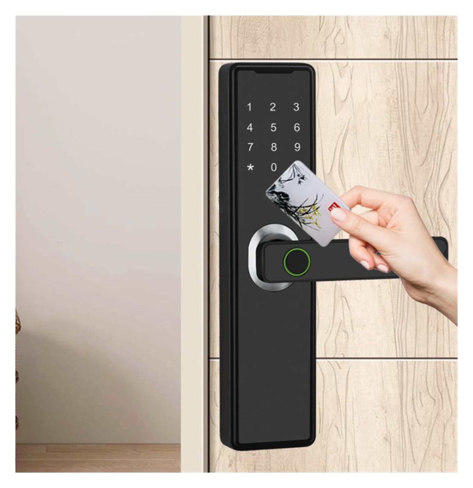 serratura smart Smart Lock con maniglia Serratura elettronica for porta anteriore Controllo app Tuya for camera da letto Home Office interna(Silver)