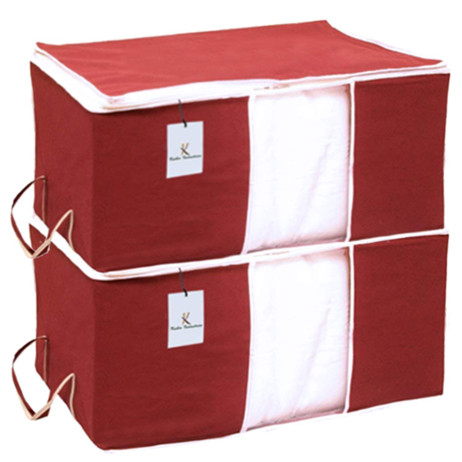 Kuber Industries Underbed Storage Bag, Storage Organiser, Blanket Cover Set of 2 - Maroon, Extra Large Size-CTLTC15236-image-7