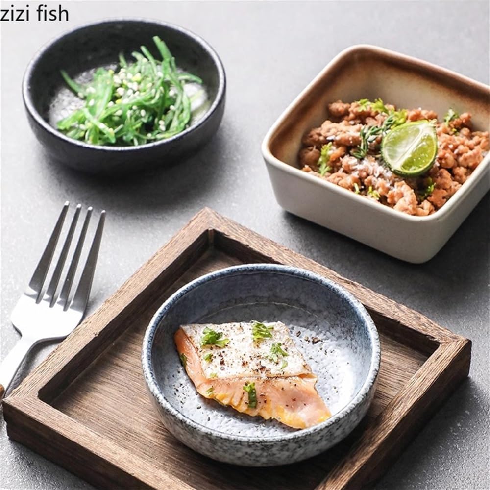 Soßengericht Vintage Keramik Gewürzteller Sojasauce Essig Gerichte Vorspeise Teller Sushi(Weiß)