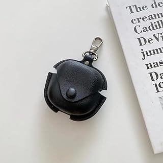 حافظة جلدية للأعمال لسامسونج جالاكسي بادز 2 برو - بودز - لايف - غطاء كامل للهيكل مع حلقة تعليق وسلسلة مفاتيح من فكرة أسود