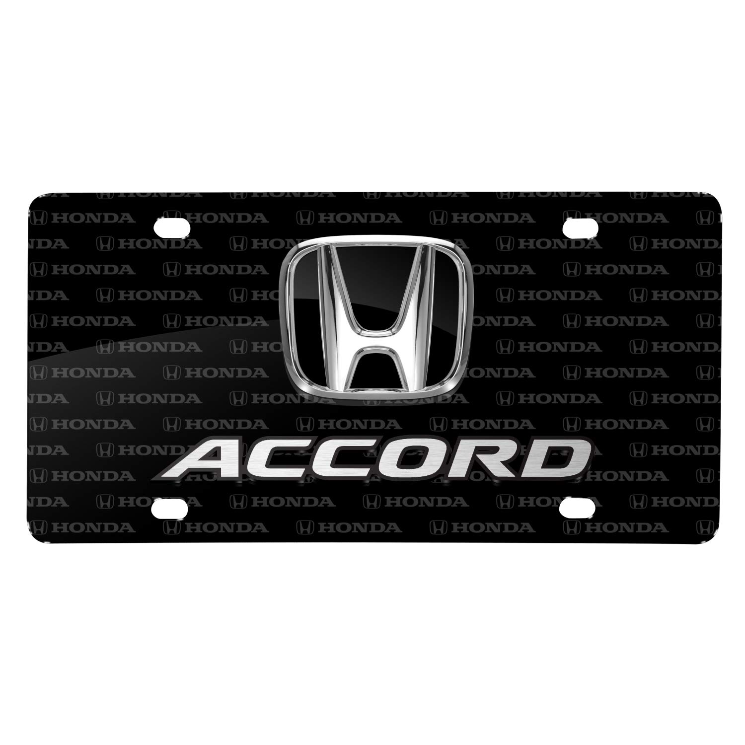 for Honda Accord 3D Dual Logo on Logo Pattern Black Aluminum License Plate for Decorative