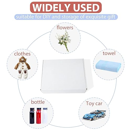 Miniatura 28 de Mat Board Center, cajas blancas de envío de 8 x 6 x 3, pequeña caja de cartón corrugado, correo de negocios, correo de regalos, camiseta, vela