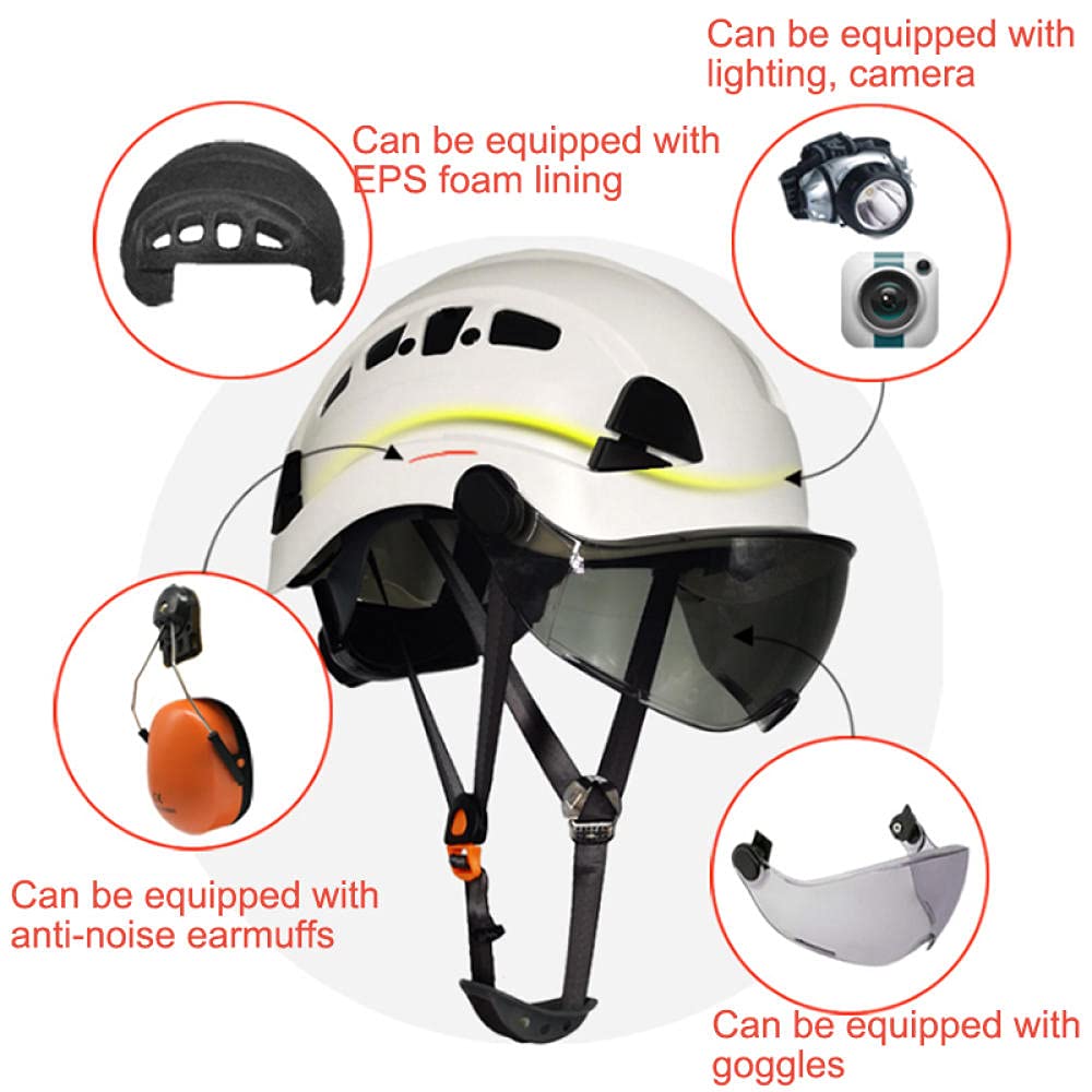 Casque de sécurité des viseurs d'escalade en extérieur Casque de Sauvetage Casque de Travail ABS de Protection Contre Le Casque-Fyer Visière Sombre