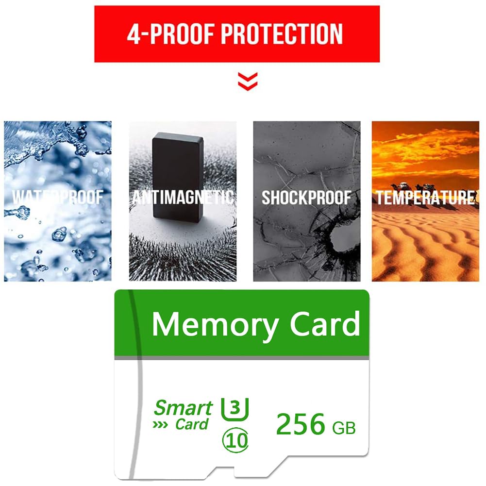 Carte mémoire 256 Go Mini carte TF ultra haute vitesse pour téléphones Android, caméras d'action, tablettes Stockage étendu
