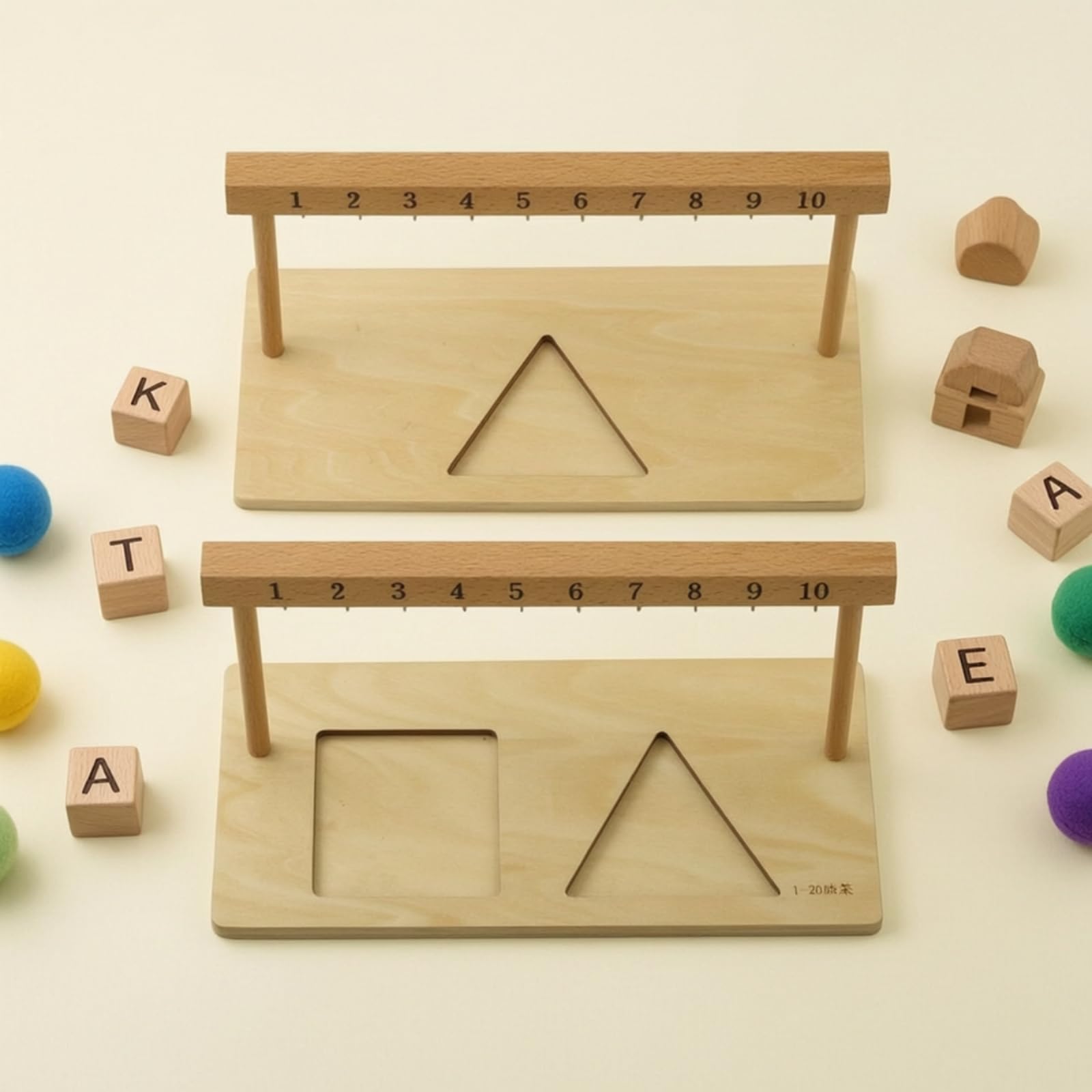 2 Pièces Boulier en Bois avec Encastrements d'apprentissage Boulier Pédagogique Interactif pour Tout-Petits