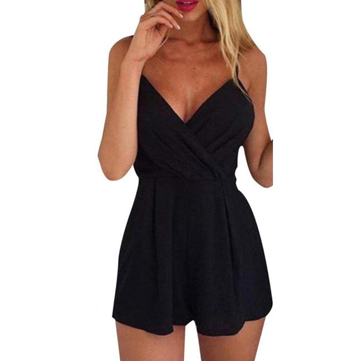 Angel ZYJ Mono Mujer Sexy Mono de Fiesta Bodycon Sexy Playsuit para Mujer Pantalones de Mameluco Clubwear Traje de Playa de Verano Monos Mujer Fiesta Tallas Grandes Mono Cortos Jumpsuit S - 4XL