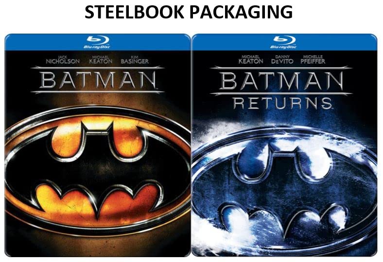 Batman Original 1989 Movie & Batman Returns [Limited Steelbook Blu-ray Edition] Jack Nicholson, Michael Keaton, Danny Devito [Region 1/A]