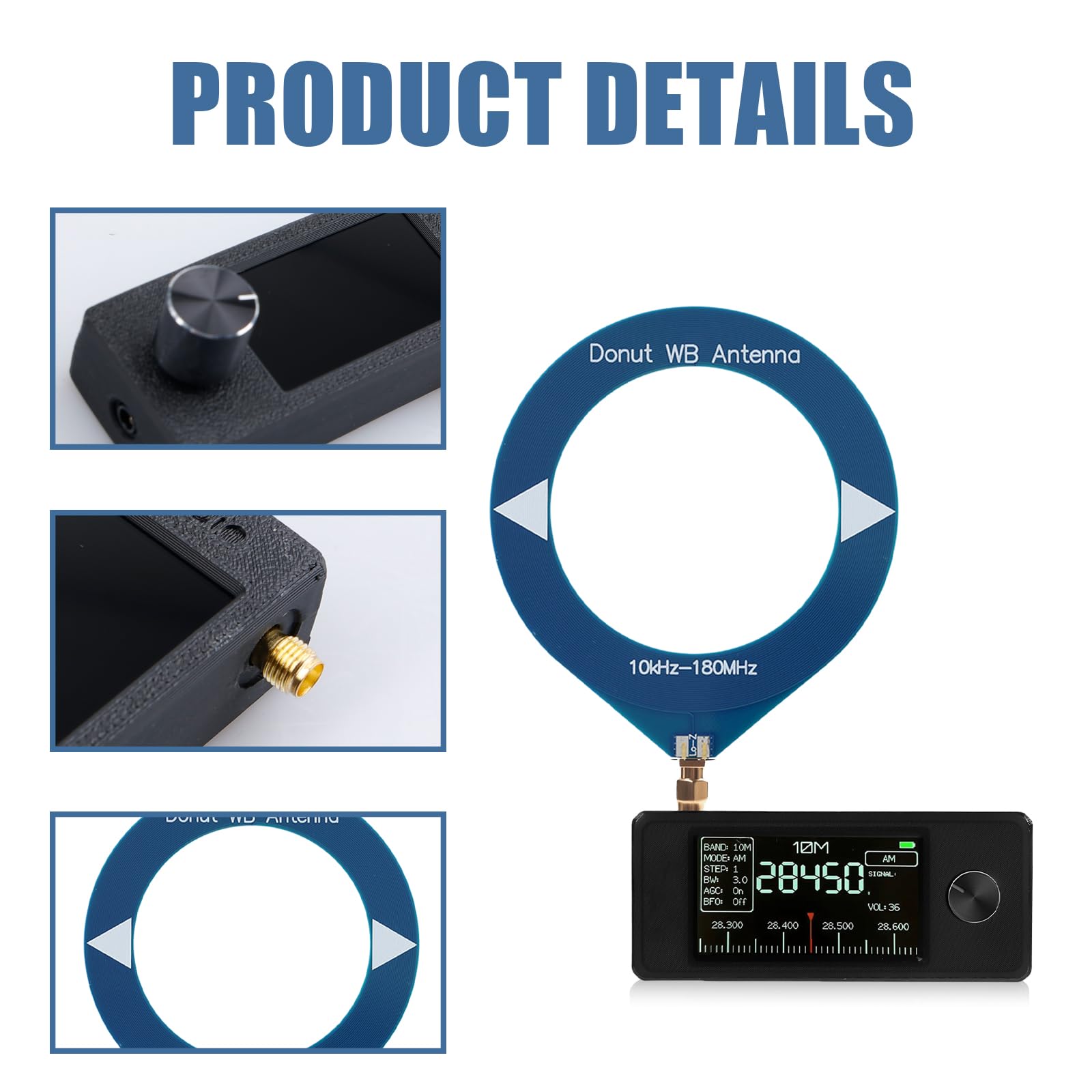 SI4732 Taschenradio 0.5-108MHz: Radio im Taschenformat mit 1,9" IPS Farbdisplay, Vollband-Empfänger für AM, FM, LSB, USB-Übertragung, 800MAh Akku (Blue-Ring)