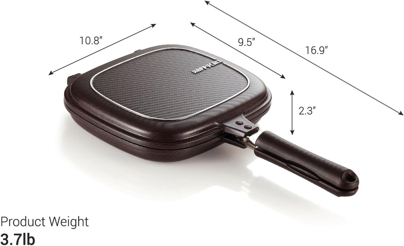 Happycall Titanium Nonstick Double Pan, Omelette Pan, Flip Pan, Square, Dishwasher Safe, PFOA-free, Brown (Standard) by Happycall
