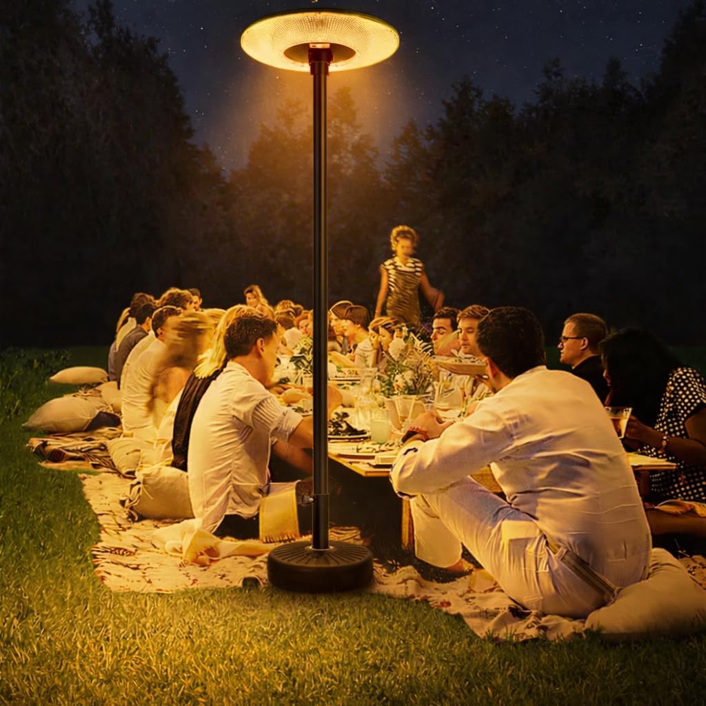 – PLATO 4 360° Solar Garden Light Outdoor – 6000K Cool White LED Pole Lamp with Remote Control & Light Sensor – Dusk to Dawn Patio, Villa, Pathway & Lawn Lighting (warm white, 400, Watts)