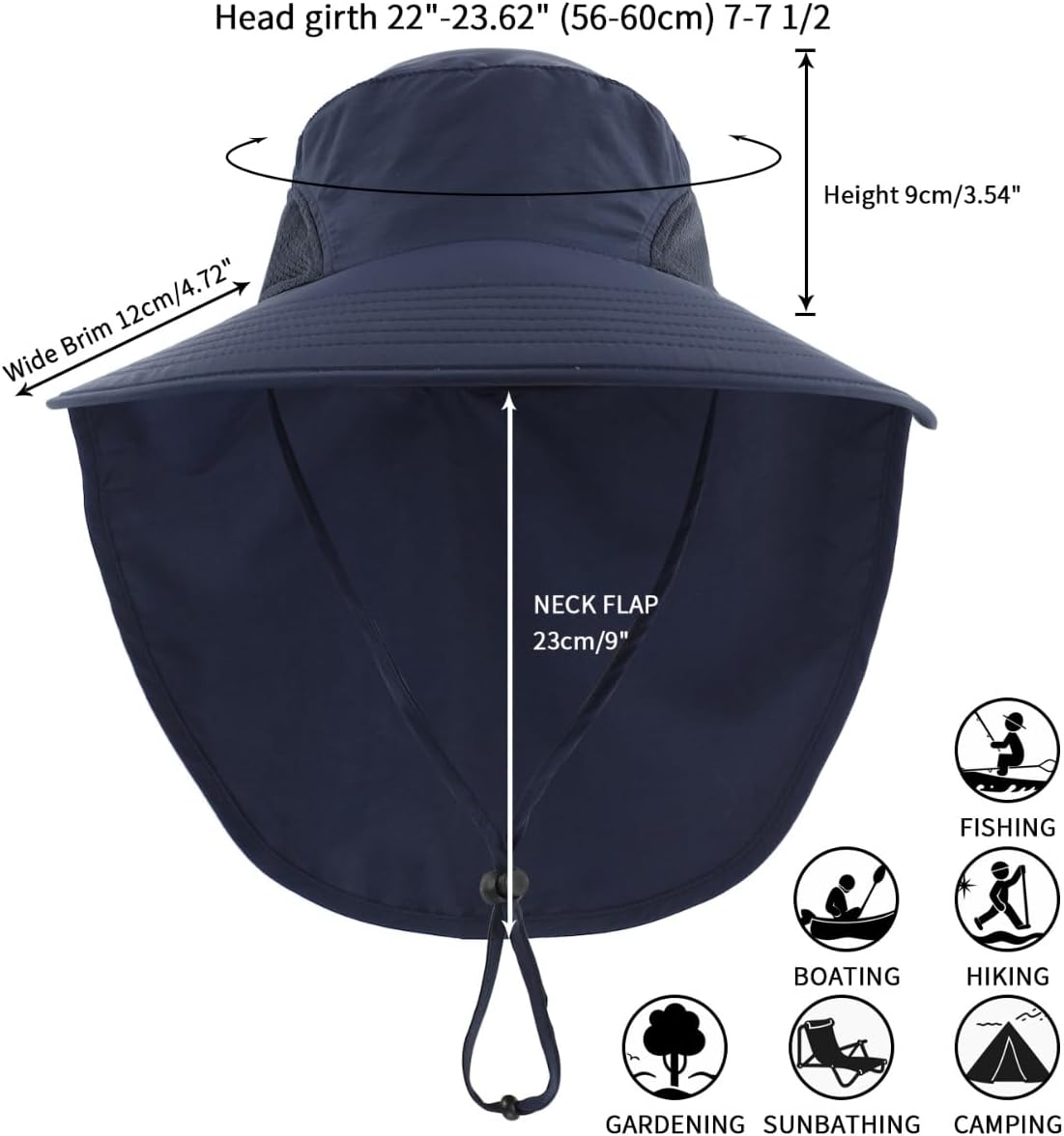 Magracy Herren Damen Outdoor-Sonnenhut mit Nackenklappe breiter Krempe Netzstoff UV-Schutz Hut Angelhüte - Image 2